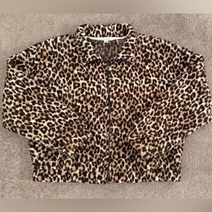American Eagle Outfitters Leopard Print Teddy Jacket